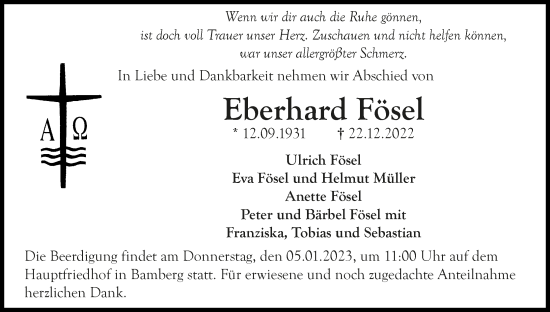 Anzeige von Eberhard Fösel von MGO