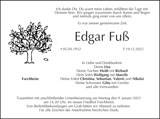 Anzeige von Edgar Fuß von MGO