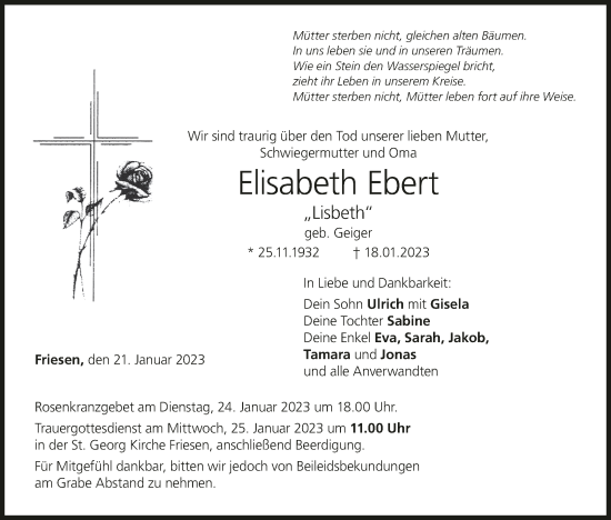 Anzeige von Elisabeth Ebert von MGO