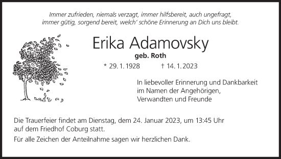 Anzeige von Erika Adamovsky von MGO