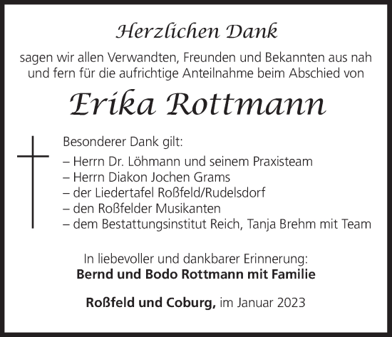 Anzeige von Erika Rottmann von MGO