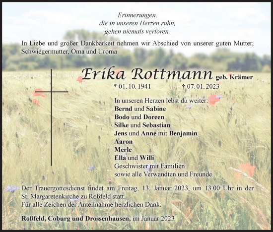 Anzeige von Erika Rottmann von MGO