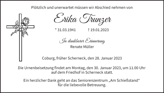 Anzeige von Erika Trunzer von MGO