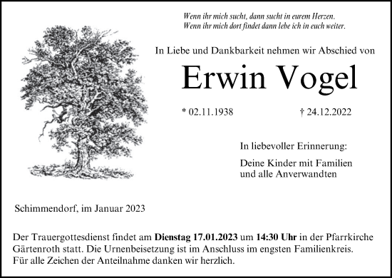Anzeige von Erwin Vogel von MGO