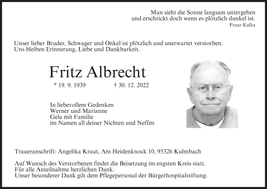 Anzeige von Fritz Albrecht von MGO