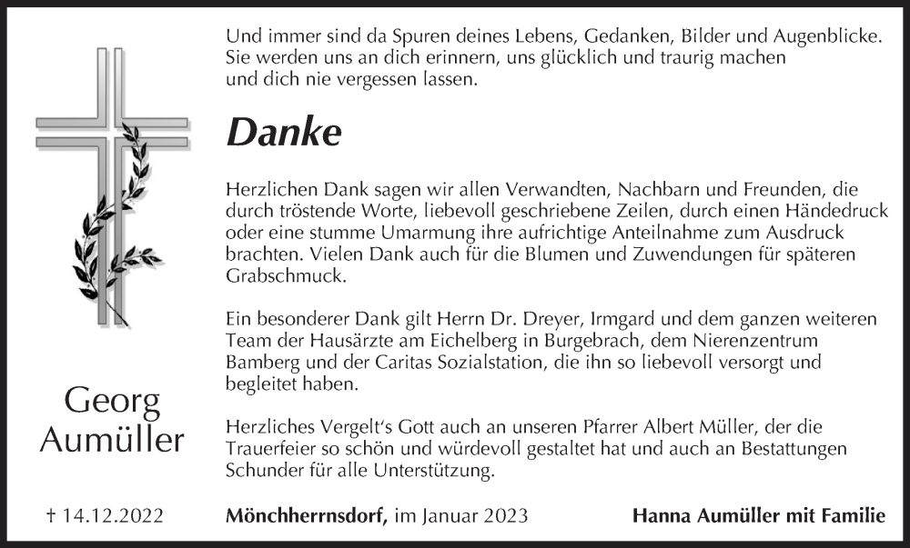  Traueranzeige für Georg Aumüller vom 27.01.2023 aus MGO