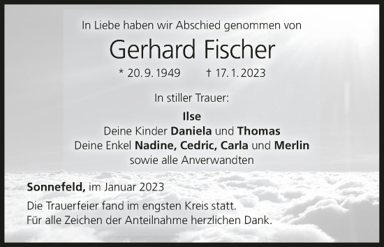 Anzeige von Gerhard Fischer von MGO
