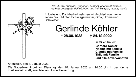 Anzeige von Gerlinde Köhler von MGO
