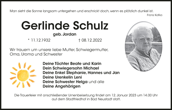 Anzeige von Gerlinde Schulz von MGO