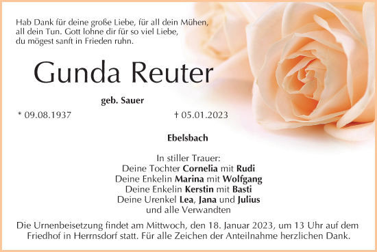 Anzeige von Gunda Reuter von MGO