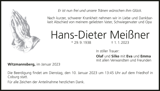 Anzeige von Hans-Dieter Meißner von MGO