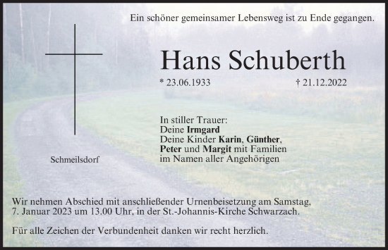 Anzeige von Hans Schuberth von MGO