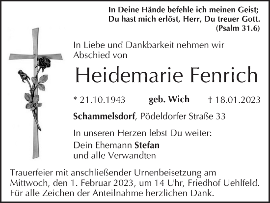 Anzeige von Heidemarie Fenrich von MGO