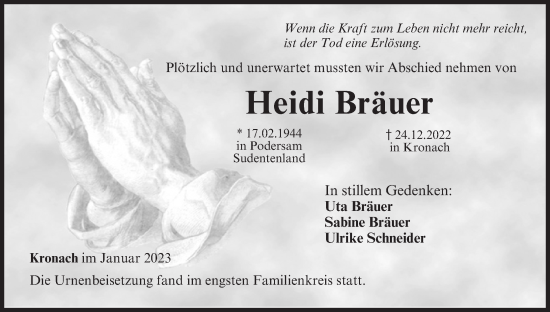 Anzeige von Heidi Bräuer von MGO