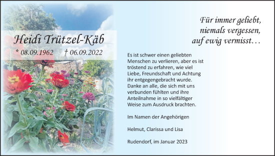 Anzeige von Heidi Trützel-Käb von MGO