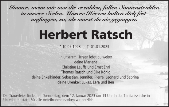 Anzeige von Herbert Ratsch von MGO