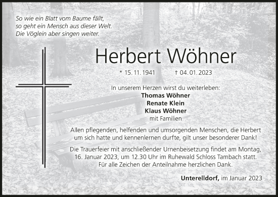 Anzeige von Herbert Wöhner von MGO