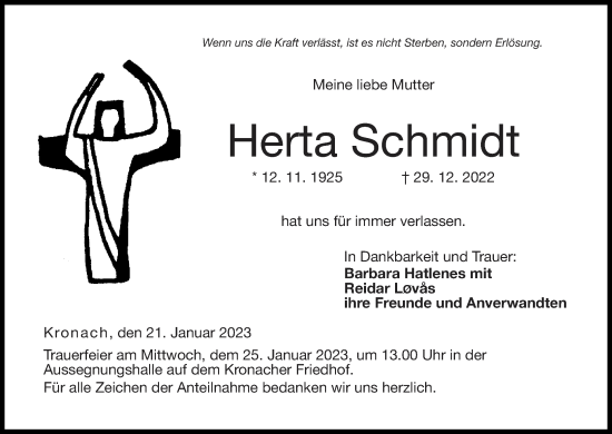 Anzeige von Herta Schmidt von MGO