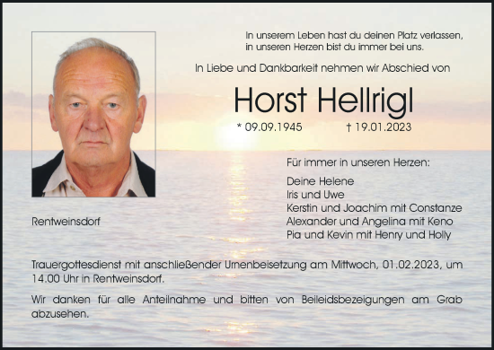 Anzeige von Horst Hellrigl von MGO