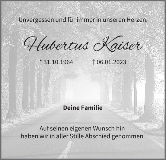 Anzeige von Hubertus Kaiser von MGO