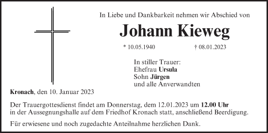 Anzeige von Johann Kieweg von MGO