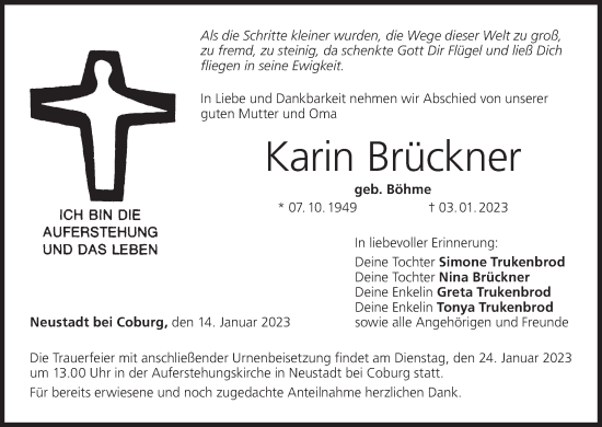 Anzeige von Karin Brückner von MGO