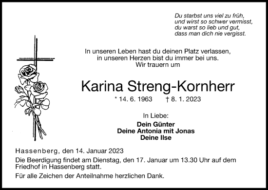 Anzeige von Karina Streng-Kornherr von MGO