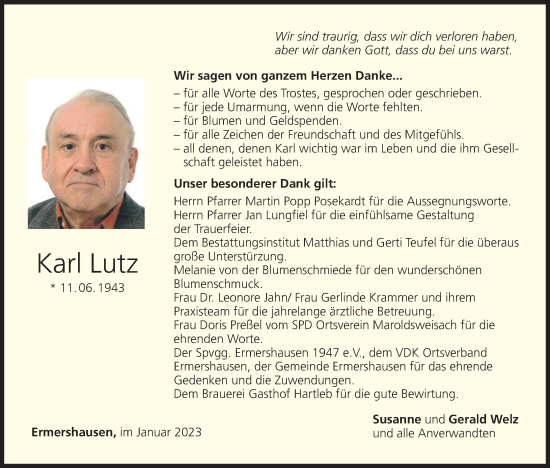 Anzeige von Karl Lutz von MGO