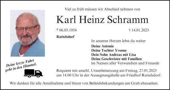 Anzeige von Karl Heinz Schramm von MGO