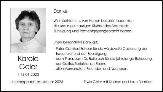 Anzeige von Karola Geier von MGO