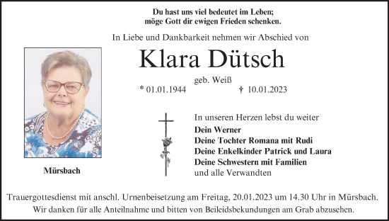 Anzeige von Klara Dütsch von MGO