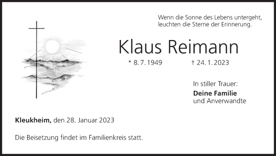 Anzeige von Klaus Reimann von MGO