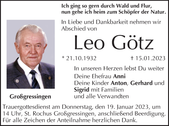 Anzeige von Leo Götz von MGO