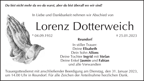 Anzeige von Lorenz Dotterweich von MGO