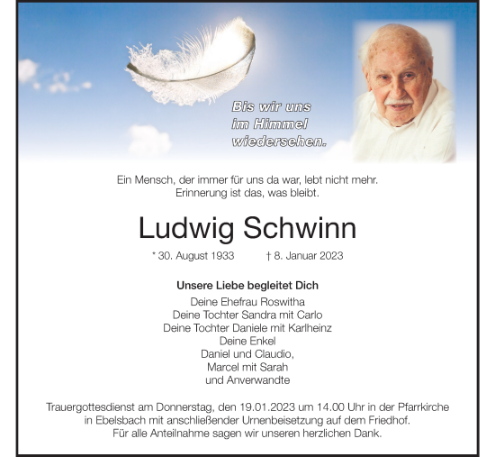 Anzeige von Ludwig Schwinn von MGO
