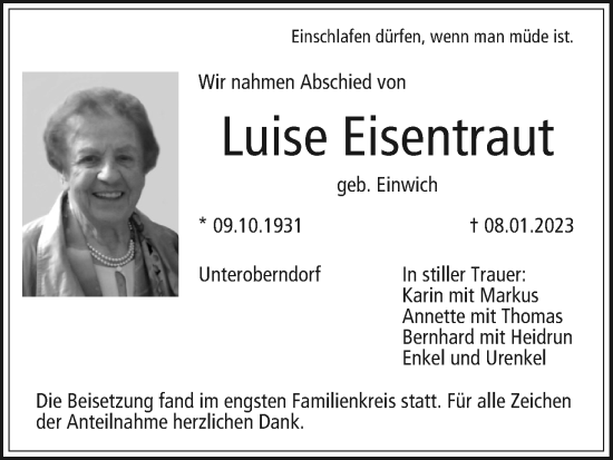 Anzeige von Luise Eisentraut von MGO