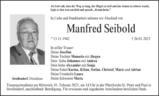 Anzeige von Manfred Seibold von MGO