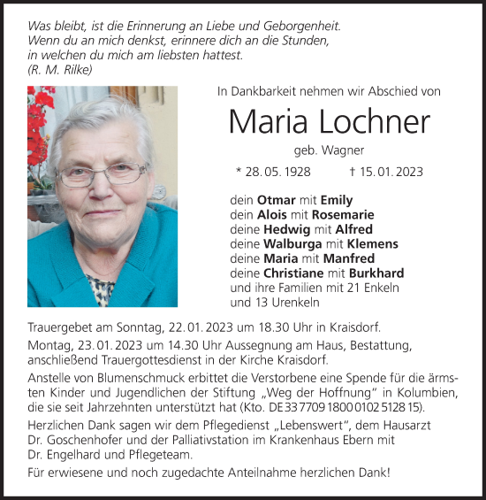 Anzeige von Maria Lochner von MGO