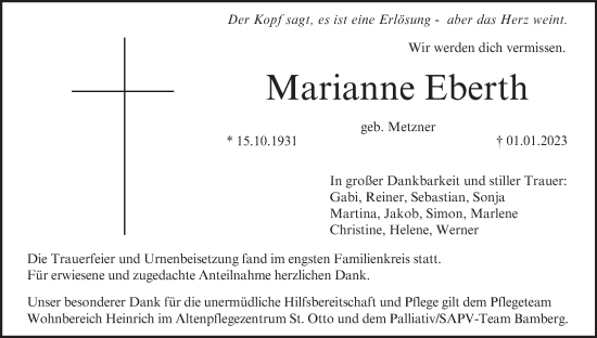 Anzeige von Marianne Eberth von MGO