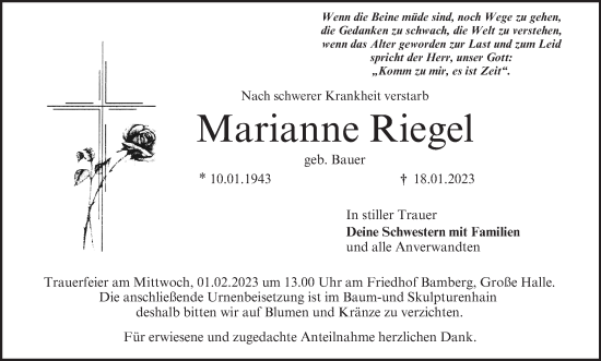 Anzeige von Marianne Riegel von MGO