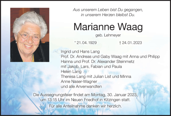 Anzeige von Marianne Waag von MGO