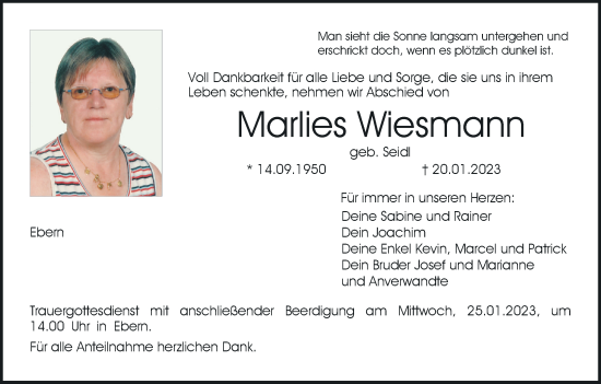 Anzeige von Marlies Wiesmann von MGO