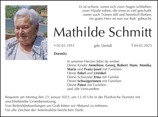 Anzeige von Mathilde Schmitt von MGO