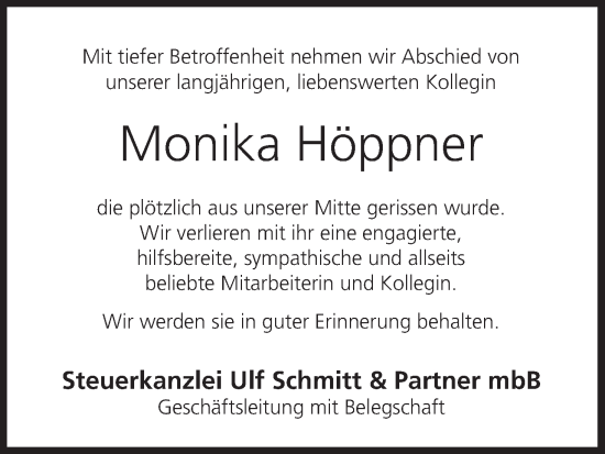 Anzeige von Monika Höppner von MGO