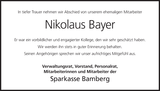Anzeige von Nikolaus Bayer von MGO