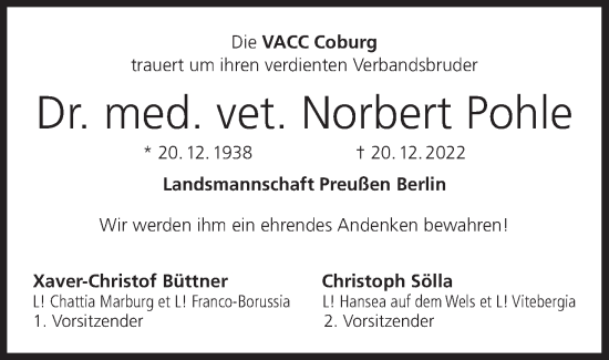 Anzeige von Norbert Pohle von MGO
