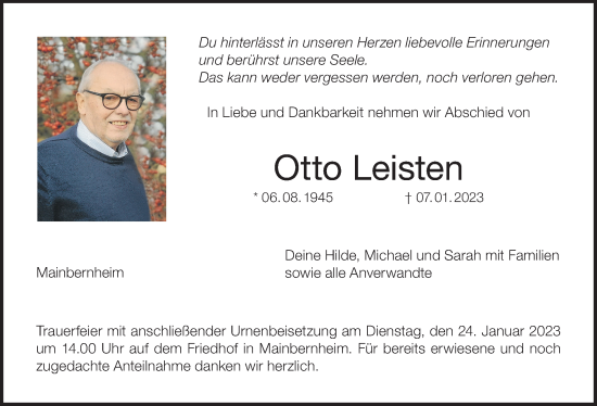 Anzeige von Otto Leisten von MGO