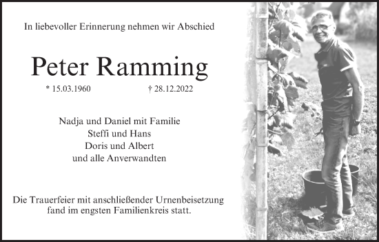 Anzeige von Peter Ramming von MGO