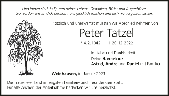 Anzeige von Peter Tatzel von MGO