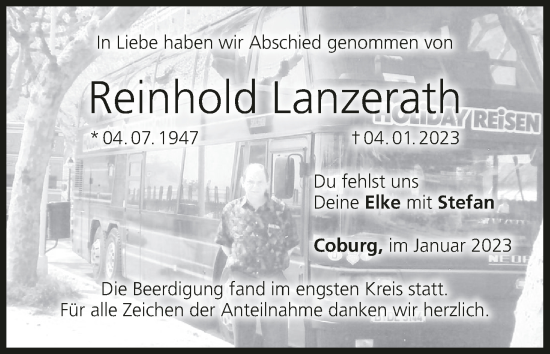 Anzeige von Reinhold Lanzerath von MGO